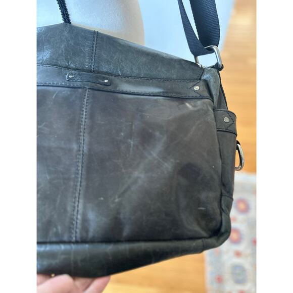 Fossil Deep Olive Green Leather Crossbody Messenger Bag - Picture 11 of 14